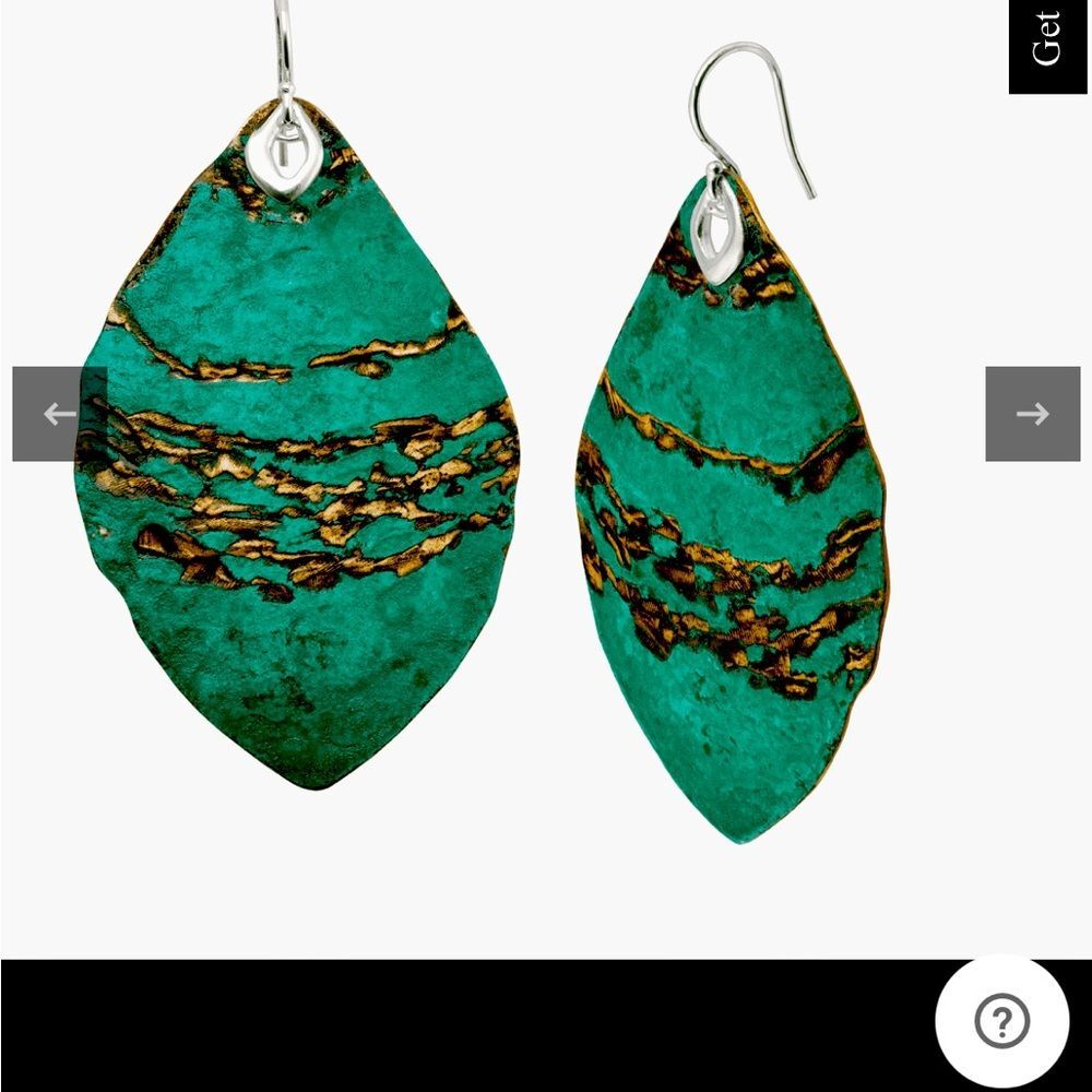 Silpada Turquoise and Gold Leaf Earrings/Emerald Pools Earrings